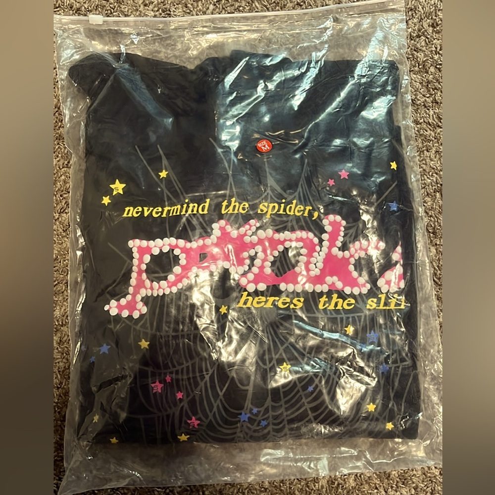 Black & Pink Sp5der hoodie M
